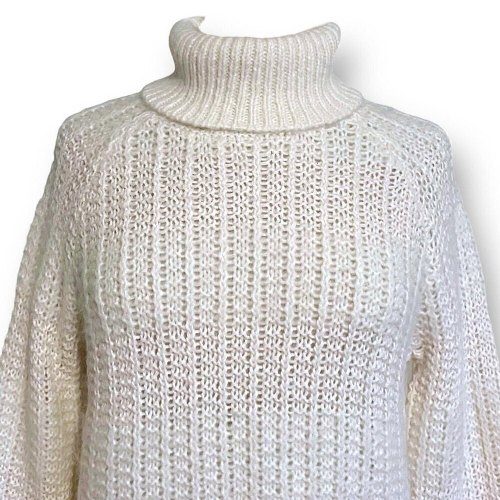 LAUREN Ralph Lauren Womens Sweater Sz Large Ivory Alpaca Wool Blend Turtleneck - Picture 4 of 8